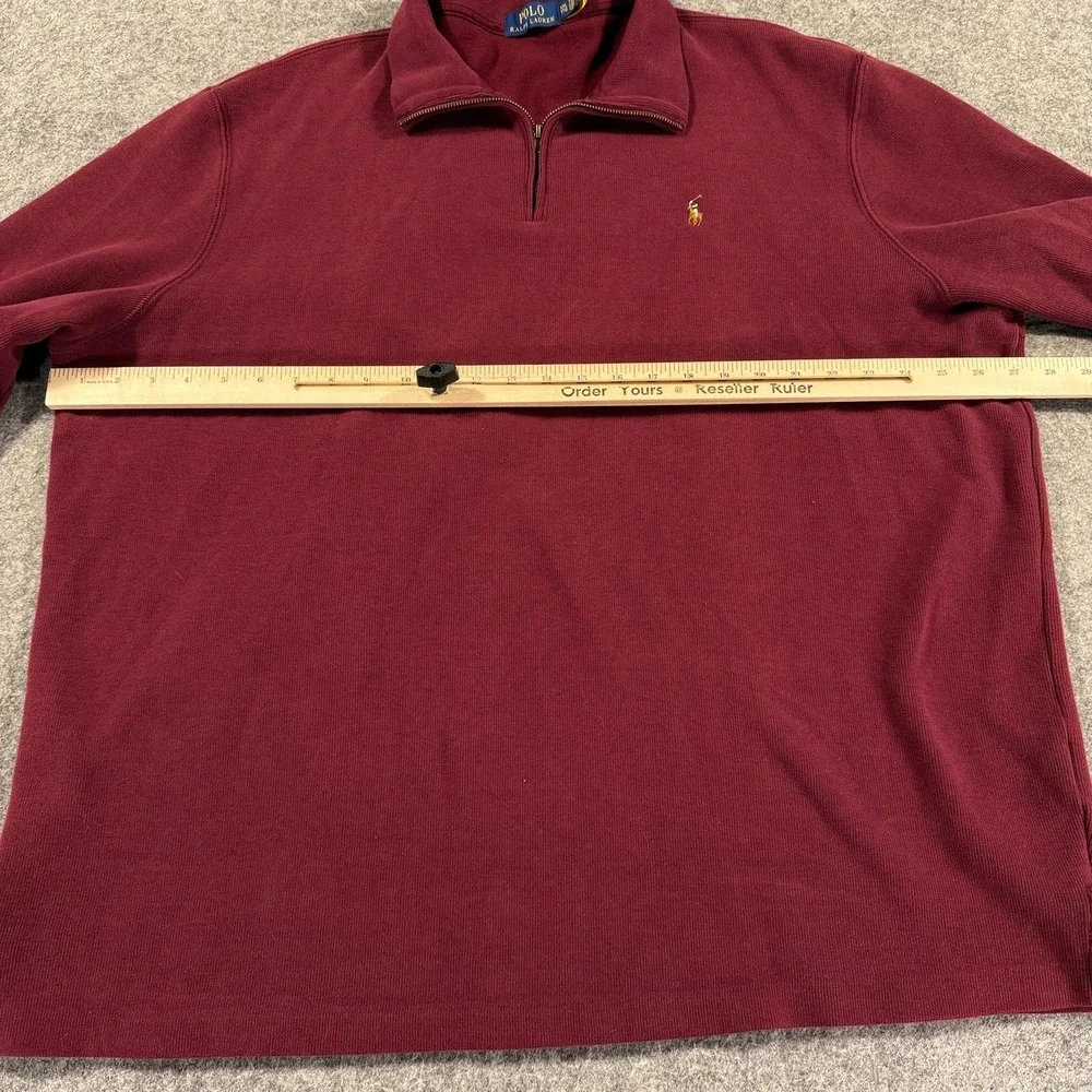 Polo Ralph Lauren Sweater Mens 2XL Burgundy Quarter Zip Pullover Pony‎ Logo